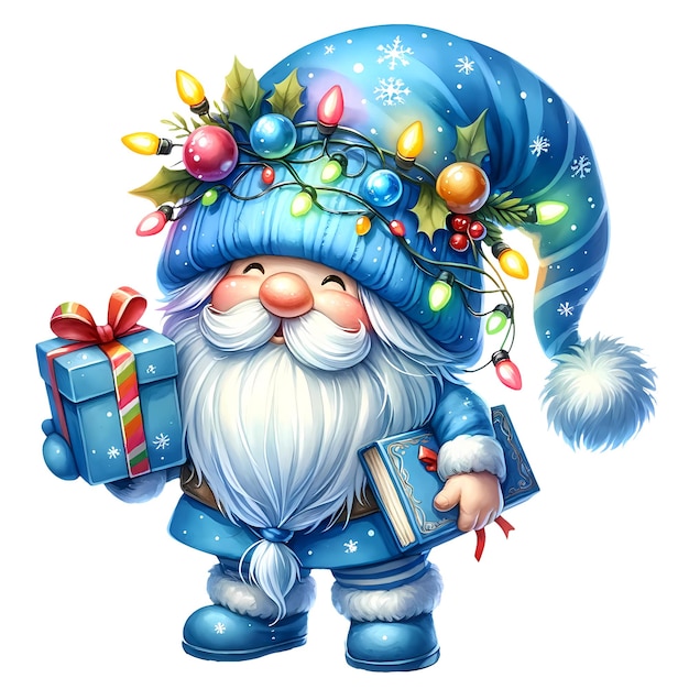 Leuke blauwe kerst winter waterverf clipart illustratie