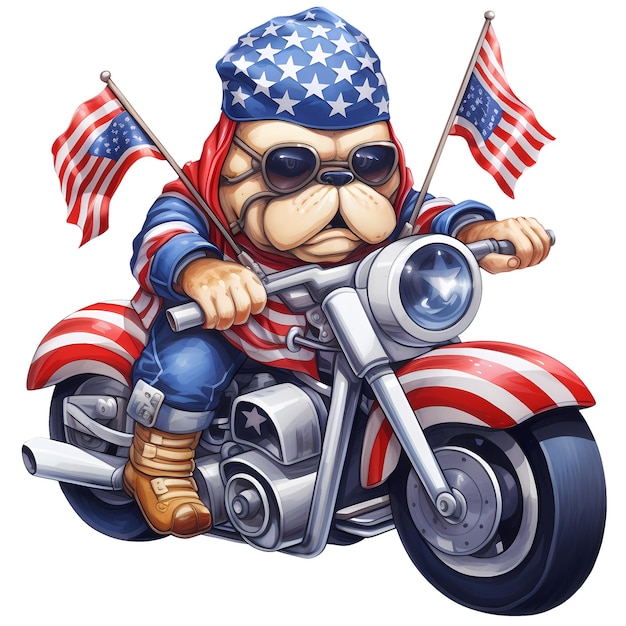 PSD leuke bulldog american motorcycle clipart illustratie