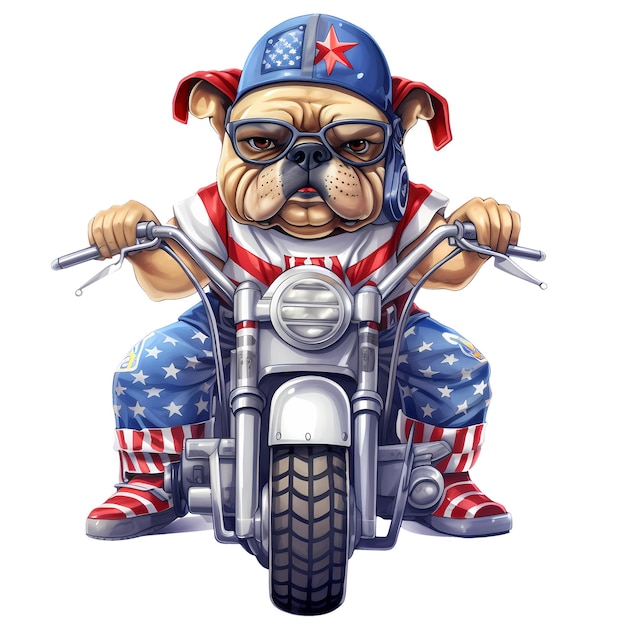 Leuke bulldog american motorcycle clipart illustratie