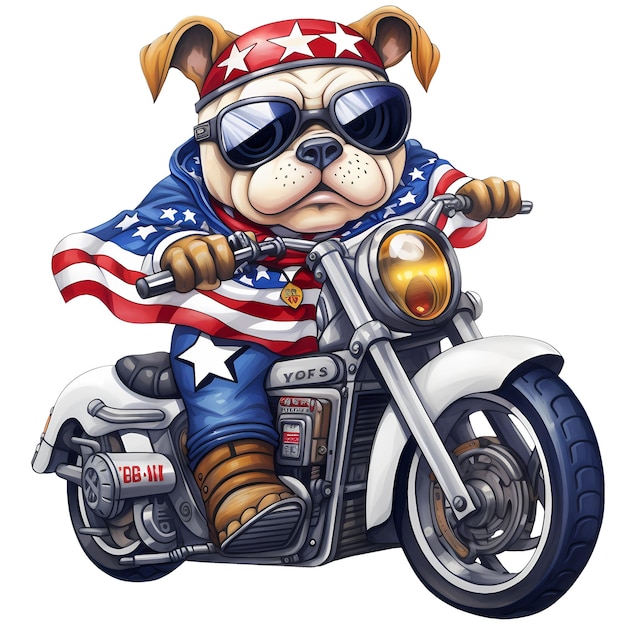 Leuke bulldog american motorcycle clipart illustratie