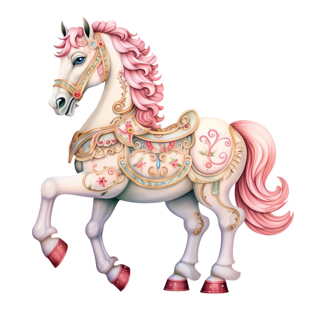 PSD leuke carousel horse waterverf clipart illustratie