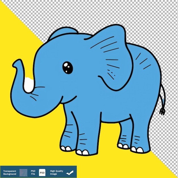 PSD leuke cartoon blauwe olifant aan de zijkant doorzichtige achtergrond png psd