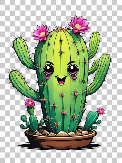 PSD leuke cartoon cactus personage ontwerp illustratie op transparante achtergrond