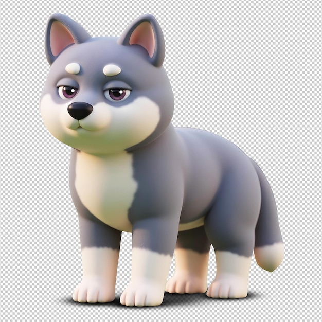 Leuke cartoon Husky Wolf Puppy 3D-weergave
