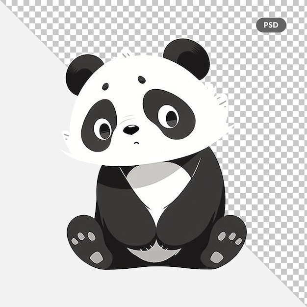PSD leuke cartoon panda zittend op de grond