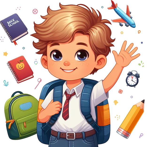 PSD leuke cartoon schooljongen clip art