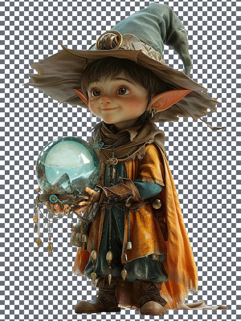 PSD leuke crystal ball conjurer geïsoleerd op een doorzichtige achtergrond