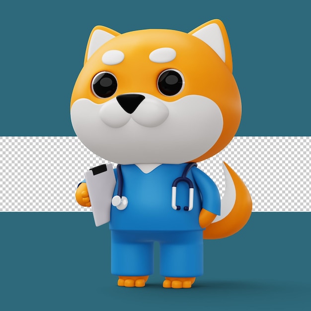 PSD leuke dokter hond 3d cartoon hond karakter 3d-rendering