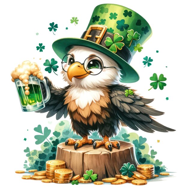 PSD leuke eagle st. patrick's day clipart illustratie