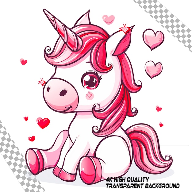 Leuke eenhoorn valentine clipart op doorzichtige achtergrond