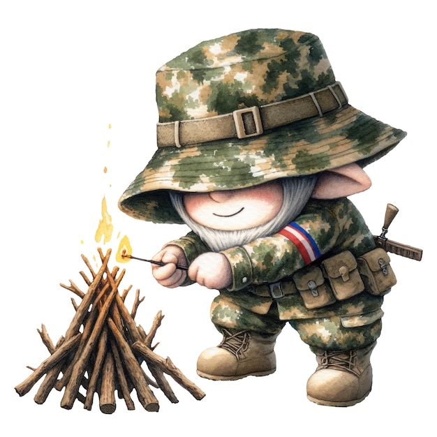 Leuke gnome army soldier camouflage clipart illustratie