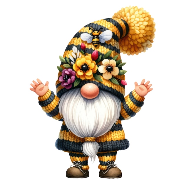 PSD leuke gnome in bee-thema outfit spreiding love valentines clipart illustratie