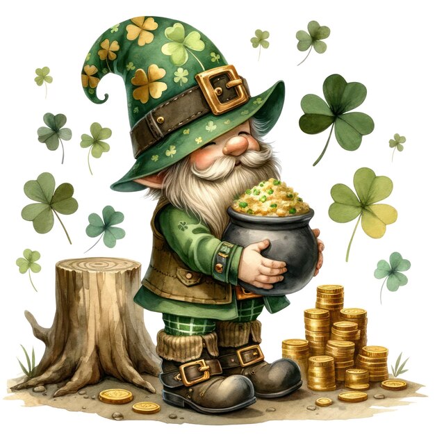 PSD leuke gnome st. patrick's day clipart illustratie