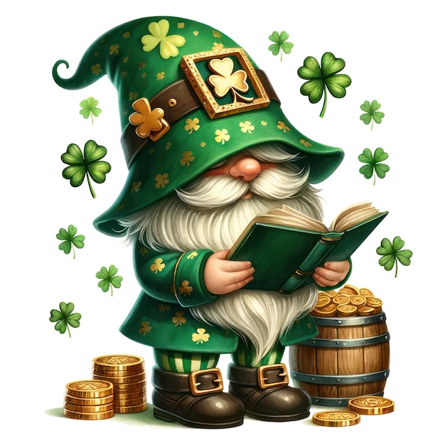 PSD leuke gnome st. patrick's day clipart illustratie