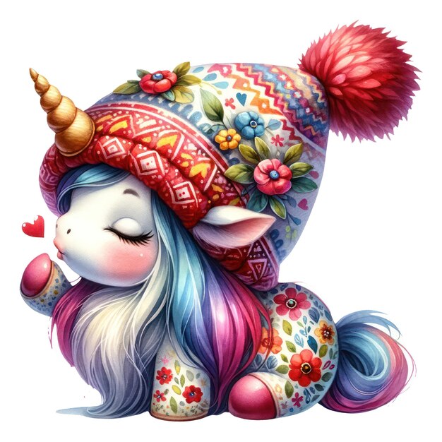 PSD leuke gnome unicorn valentines clipart illustratie