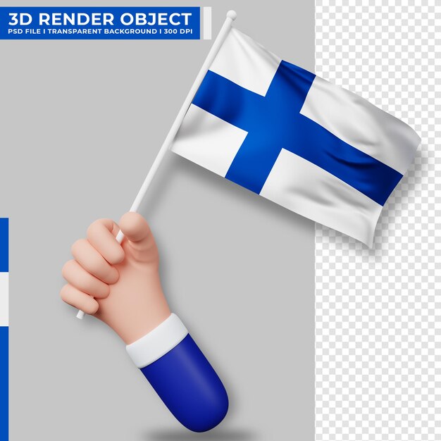 Leuke illustratie van de hand met de vlag van Finland. onafhankelijkheidsdag finland. Land vlag.