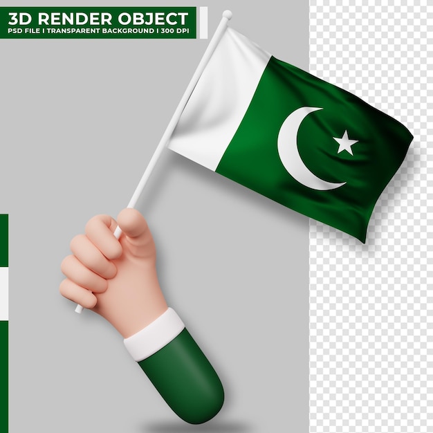 Leuke illustratie van de hand met de vlag van pakistan. onafhankelijkheidsdag pakistan. land vlag.