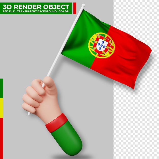 PSD leuke illustratie van de hand met de vlag van portugal. onafhankelijkheidsdag van portugal. land vlag.