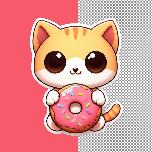 PSD leuke kat met sprinkle donut png sticker