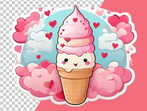 PSD leuke kawaii ijsjes voor valentijnsdag.