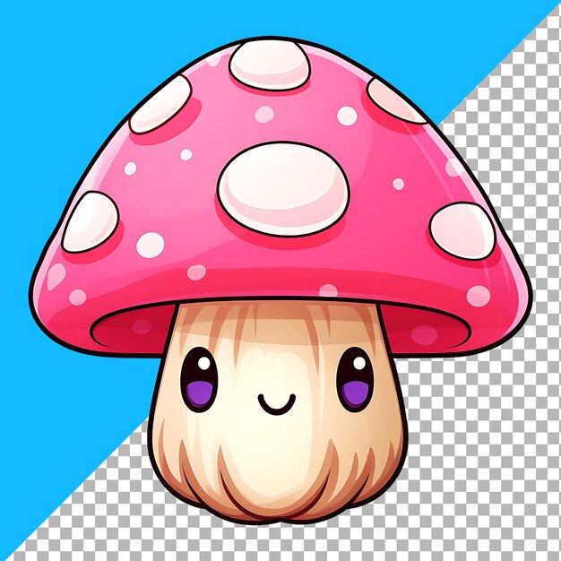 PSD leuke kawaii paddenstoel clipart illustratie voor sticker ontwerp.