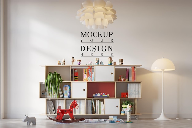 Leuke kinderen slaapkamer met muur mockup