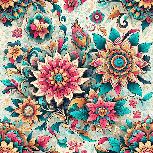 PSD leuke kleurrijke bloemen achtergrond naadloos patroon