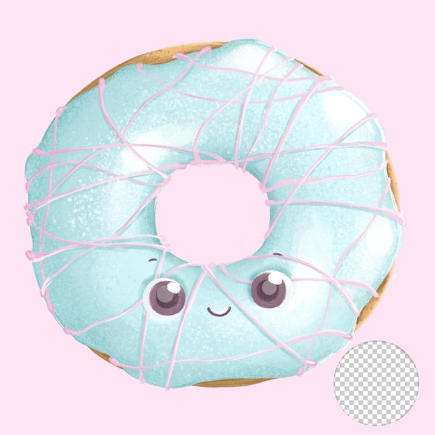 PSD leuke lichtblauwe suikerglazuurdoughnut die op roze background