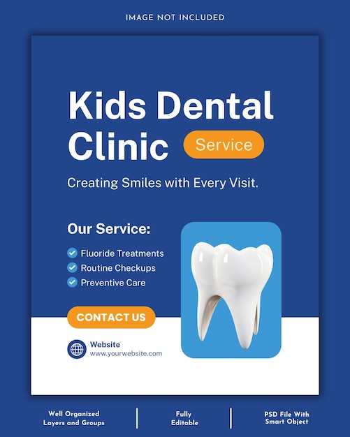 Leuke Moderne Kinderen Tandheelkundige Kliniek Instagram Post Template