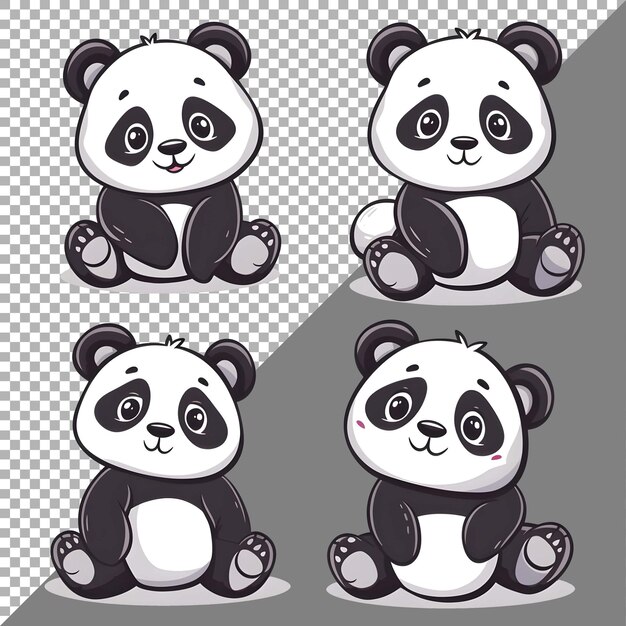 PSD leuke panda met harten sticker stijl op transparante achtergrond ai gegenereerd