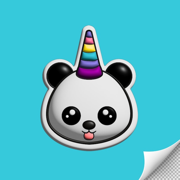 Leuke panda sticker 3d render ontwerp