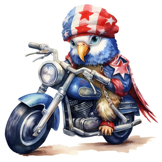 PSD leuke parrot american motorcycle clipart illustratie