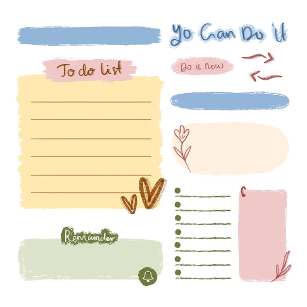 Leuke pastelkleur blank tijdschrift planner decoratieve penseel textuur handtekening