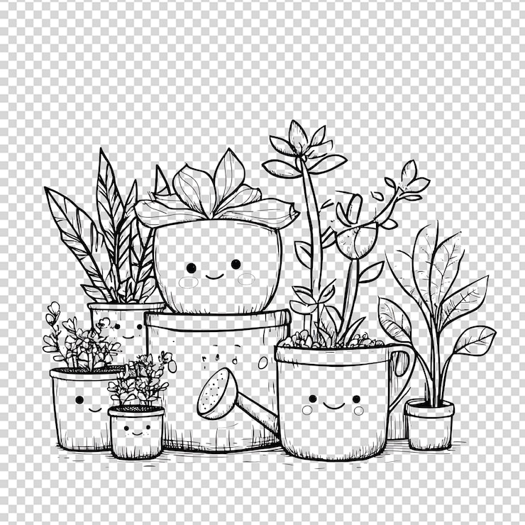PSD leuke potplanten illustratie