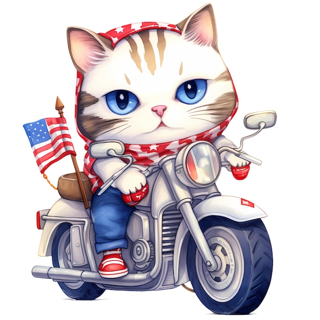 PSD leuke ragdoll cat amerikaanse motorfiets clipart illustratie