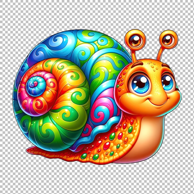 Leuke rainbow snail cartoon personage clipart png