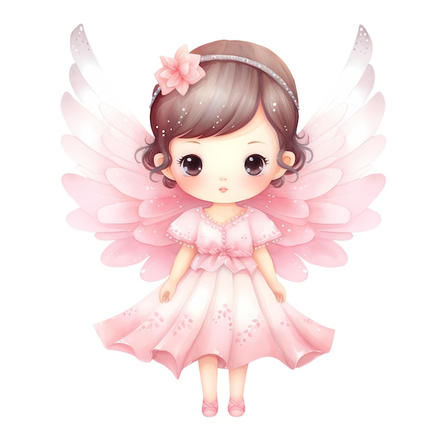 Leuke roze baby fee waterverf clipart illustratie