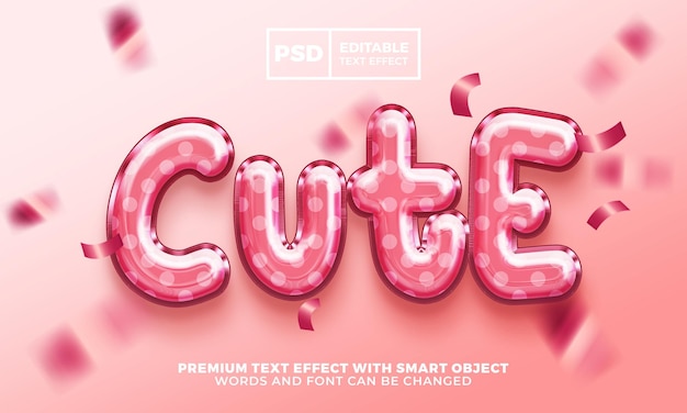 Leuke roze glanzende ballonfolie polkadot 3d bewerkbare teksteffectstijl