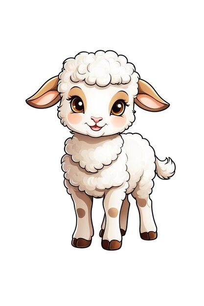 PSD leuke schapen cartoon personage geïsoleerd op een doorzichtige achtergrond