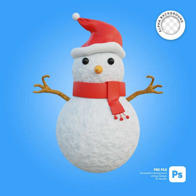 Leuke sneeuwpop kerstmis met hand 3d-object