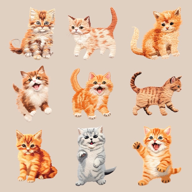Leuke speelse kittens illustratie ontwerp element psd set