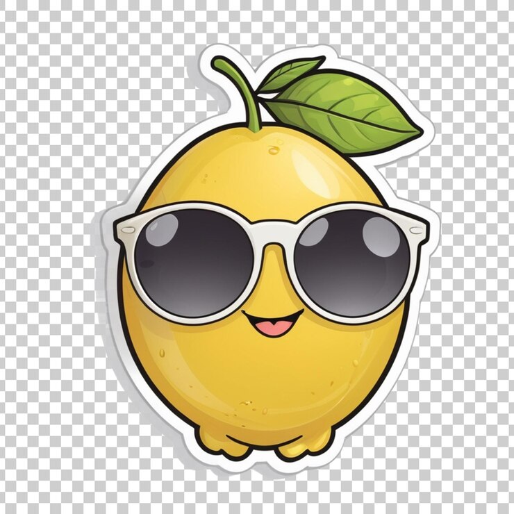 PSD leuke sticker illustratie van een citroen met een glimlach