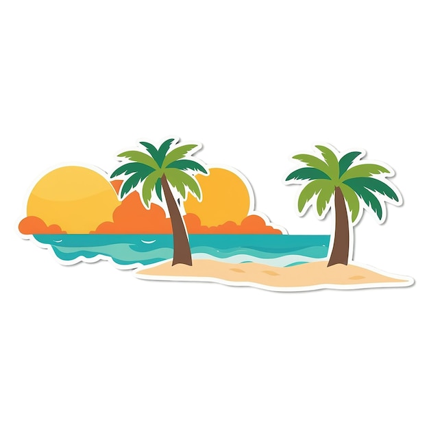 Leuke strand sticker geïsoleerd op doorzichtige achtergrond