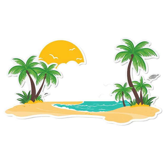 Leuke strand sticker geïsoleerd op doorzichtige achtergrond