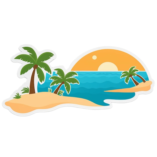 Leuke strand sticker geïsoleerd op doorzichtige achtergrond