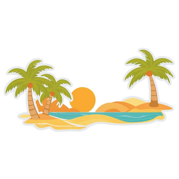 Leuke strand sticker geïsoleerd op doorzichtige achtergrond
