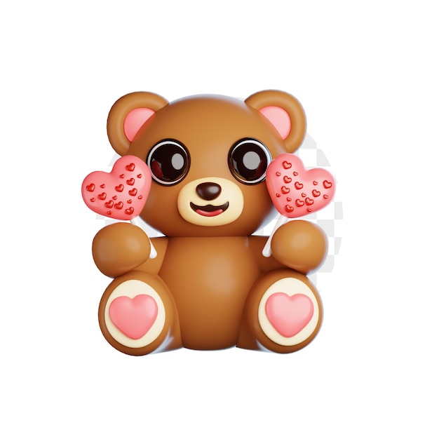 Leuke teddybeer met hart lollipops