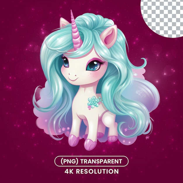 Leuke unicorn sticker illustratie op een doorzichtige achtergrond