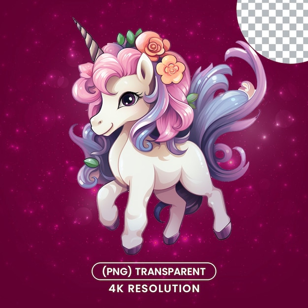Leuke unicorn sticker illustratie op een doorzichtige achtergrond