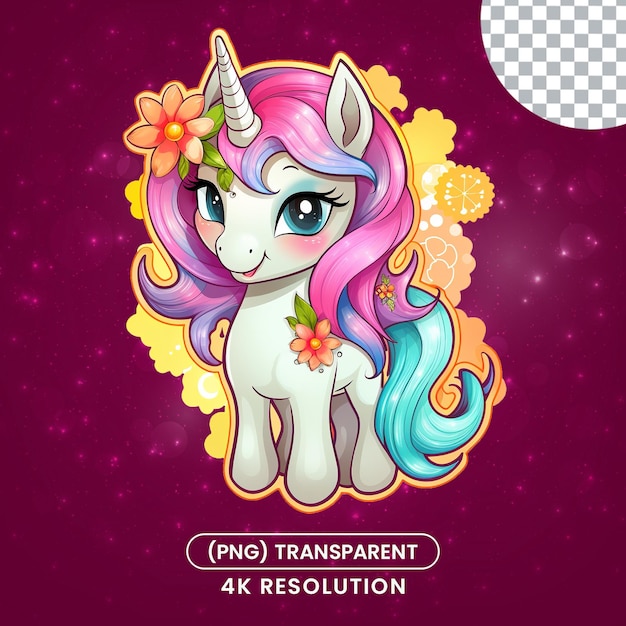 Leuke unicorn sticker illustratie op een doorzichtige achtergrond